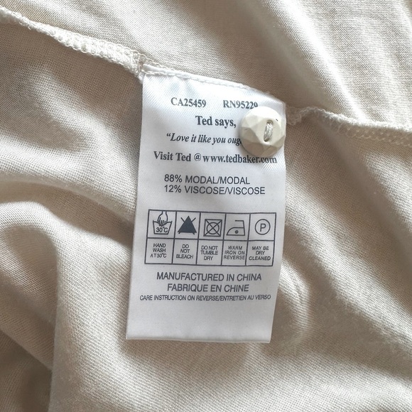 Ted Baker Ivory Long-Sleeve Top with Silk Cowl Neck and Button-Up Back. Size M. - Picture 13 of 13